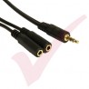 0.2 Metre Black - 3.5mm Stereo Male to 2x Female Splitter Cable