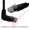 Cat5e Patch Cables Right Angle 'DOWN' to Straight RJ45 UTP Flush Booted Black