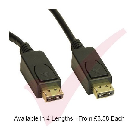 Black - Display Port Locking Male to Male Locking with Gold Connections