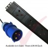 Vertical UK Socket to 16 Amp Plug with 3 Metre Trailing Cable Rack PDU