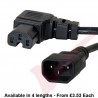 C14 to C15 Angled Left 10A Power Extension Cable Black