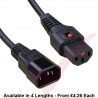 C13 Locking to C14 Power Cable Black