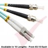 LC to ST Fibre Patch Cables OM3 Multimode Duplex Aqua Blue