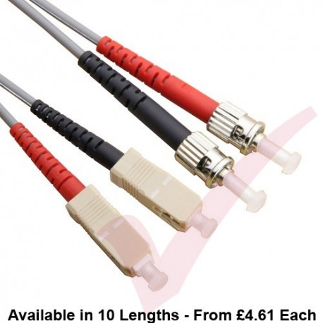 SC to ST Fibre Patch Cables OM1 Multimode Duplex Grey